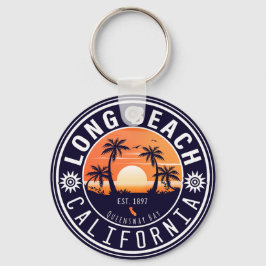 Llavero Larga playa Ca Palm Tree Retro Sunset Souvenir de 