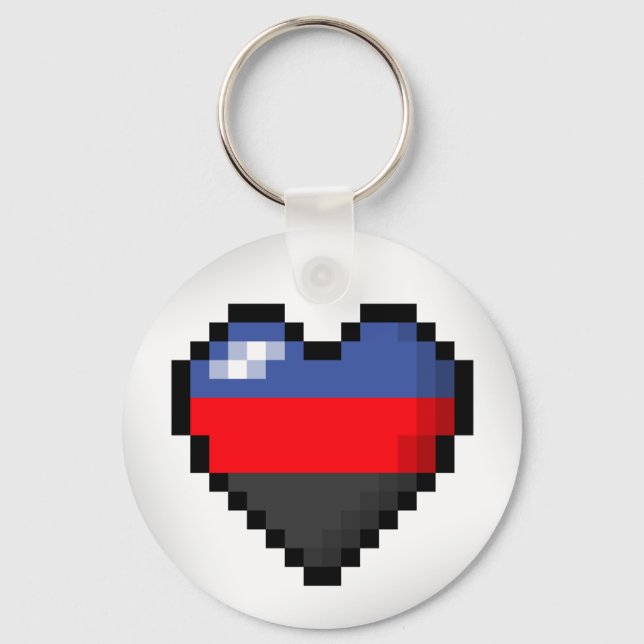 Llavero Large Pixel Heart Design in Polyamory Pride Flag (Anverso)