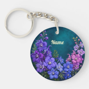 Llavero Larkspur personalizado, la flor de nacimiento de j