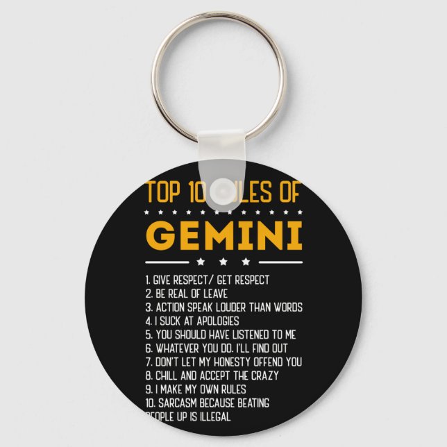 Llavero Las 10 Principales Reglas De Gemini Mayo 21 Junio  (Anverso)