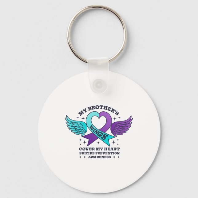 Llavero Las alas de mi hermano cubren mi prevención del su (Anverso)