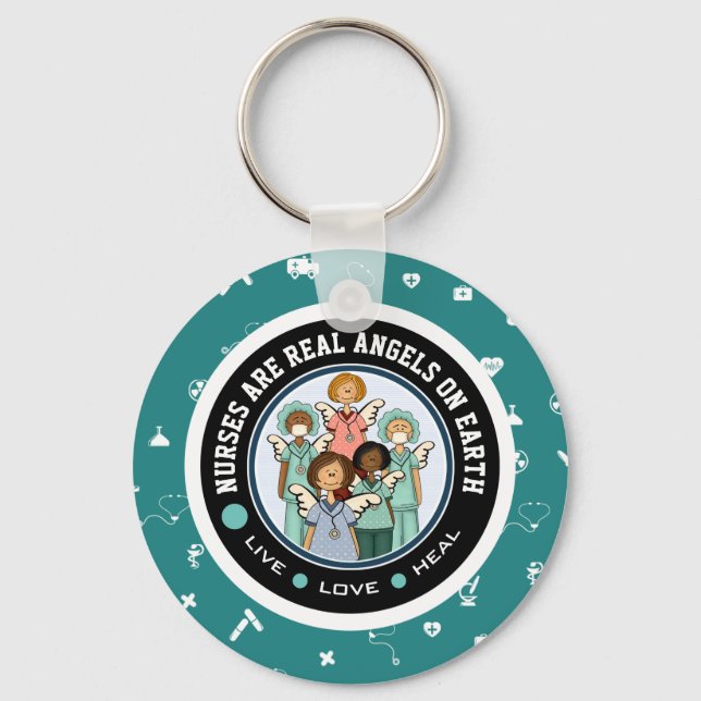 Llavero Las enfermeras son verdaderos ángeles en la Tierra (Anverso)