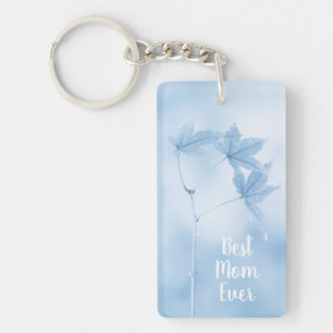 Llavero Las hojas de arce japonesas en azul personalizable