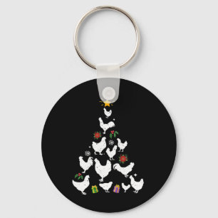 Llavero Las luces de los árboles de Navidad de pollo adora