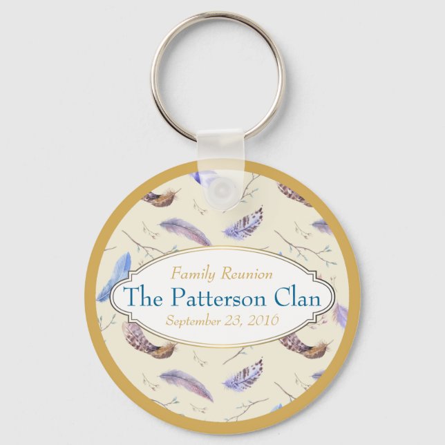 Llavero Las plumas acuarelas con una unión de marcos flota (Anverso)