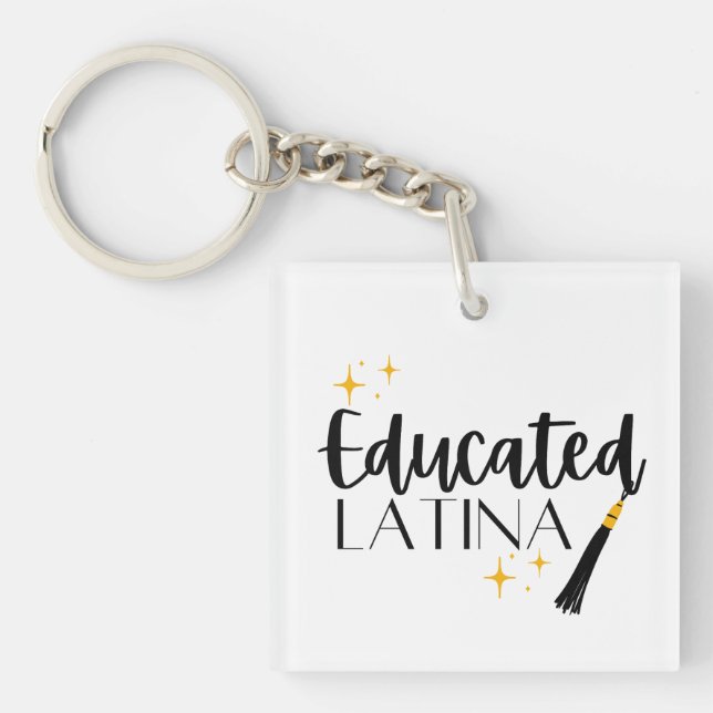 Llavero Latina educada con estrellas y tassel femenino (Frente)