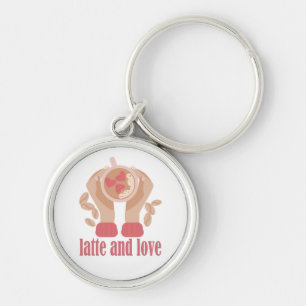 Llavero Latte and love cup, hands and coffee quote  