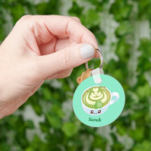 Latte De Té Verde Matcha Caliente Con Ranas Cutas