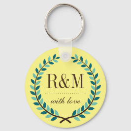 Llavero Laurel Wreath Monogram Keychain Yellow and Blue