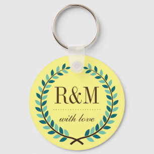 Llavero Laurel Wreath Monogram Keychain Yellow and Blue