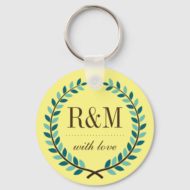 Llavero Laurel Wreath Monogram Keychain Yellow and Blue (Anverso)