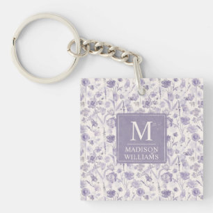 Llavero Lavanda Morado Aquarela Floral Flores Patrón