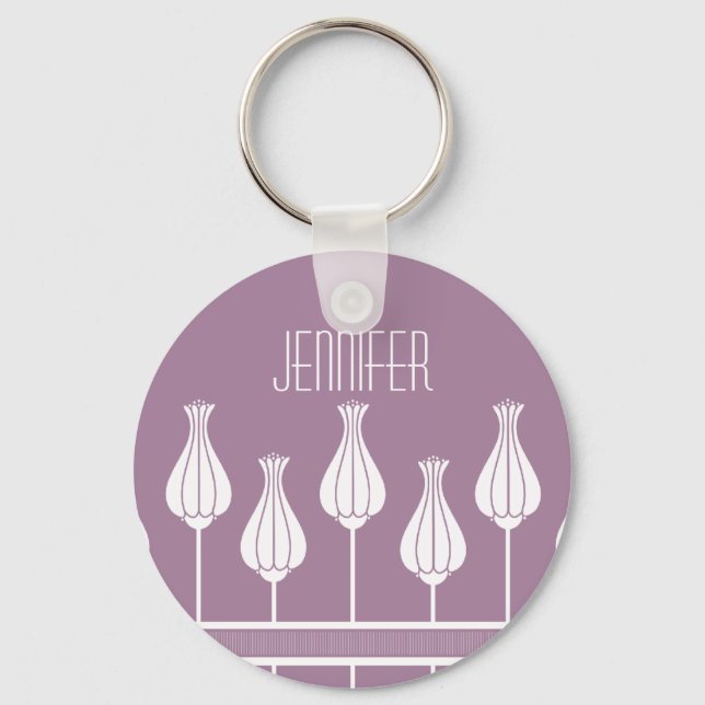 Llavero Lavender Art Deco Floral Keychain (Anverso)