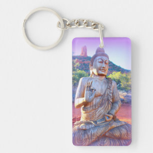 Llavero lavender buddha meditando