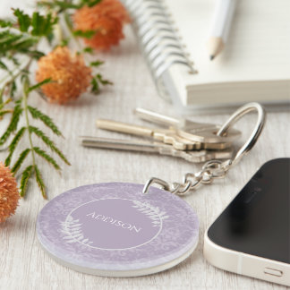 Llavero Lavender Elegant Damask personalizada Keychain