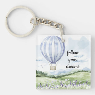 Llavero Lavender Floral Purple White Globo de aire calient