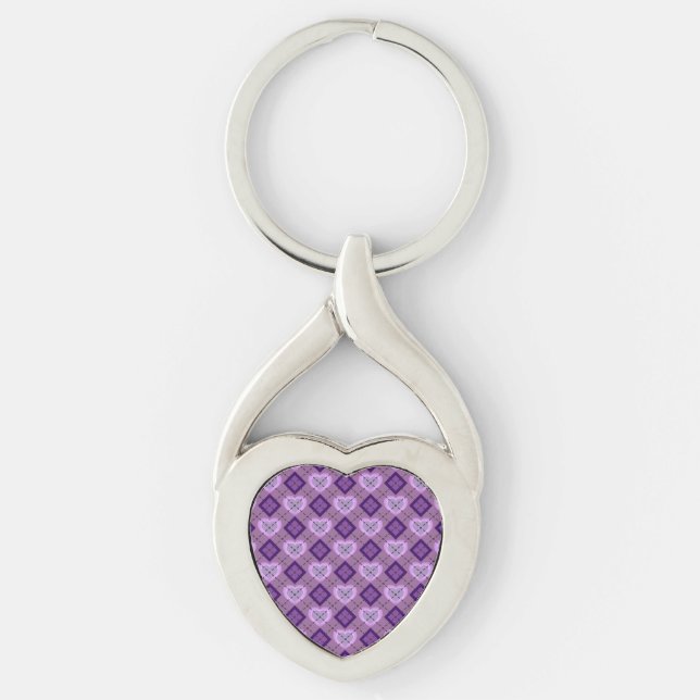 Llavero Lavender Heart Purple Diamond Argyle Pattern (Anverso)