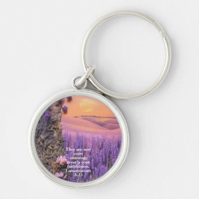 Llavero Lavender  keychain Lamentations 3:23 (Frente)