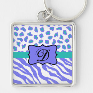 Llavero Lavender Piel de leopardo de cebra blanca Monogram