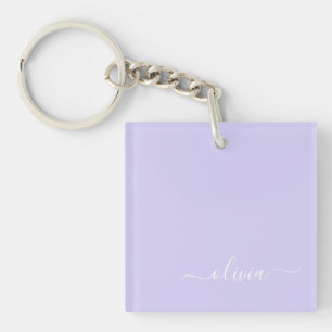 Llavero Lavender Purple Modern Script Girly Monograma Nomb