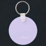 Llavero Lavender Purple Modern Script Girly Monograma Nomb<br><div class="desc">Cadenas clave de nombres de monograma simples de guion morado de lavanda (cadena de claves). Esto hace que el dulce perfecto cumpleaños 16,  boda,  ducha de novia,  aniversario,  ducha de bebé o fiesta de soltera sea regalo para alguien que ama el lujo glam y los estilos de moda.</div>