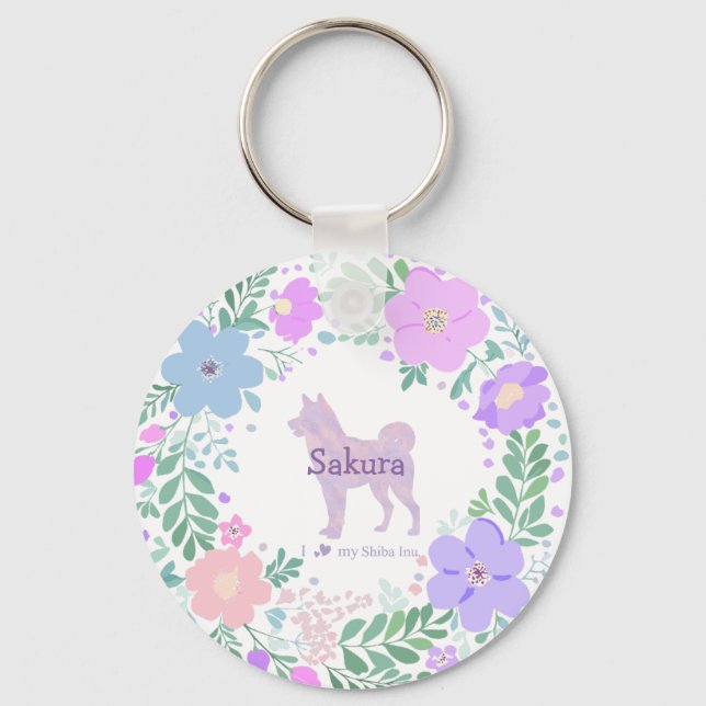 Llavero Lavender Shiba Inu Silhouette  Custom Name & Photo (Anverso)