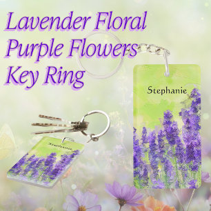 Llavero Lavender Watercolor Floral Morado Amarillo