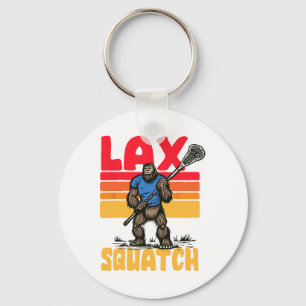 Llavero ¡Lax Squatch! Jugador de Lacrosse Bigfoot Retro Sa