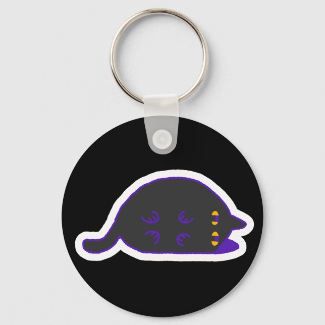 Llavero Lay Down Chonky Black Cat Keychain  (Anverso)