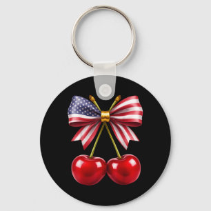 Llavero Lazo Coquette de Cereza Bandera Americana Patrióti