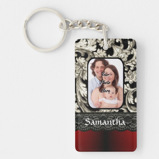 Llavero Lazo negro y damasco (Frente)