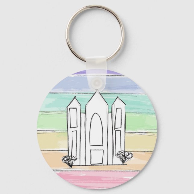 Llavero LDS Salt Lake City Temple rainbow sunset mormon (Anverso)
