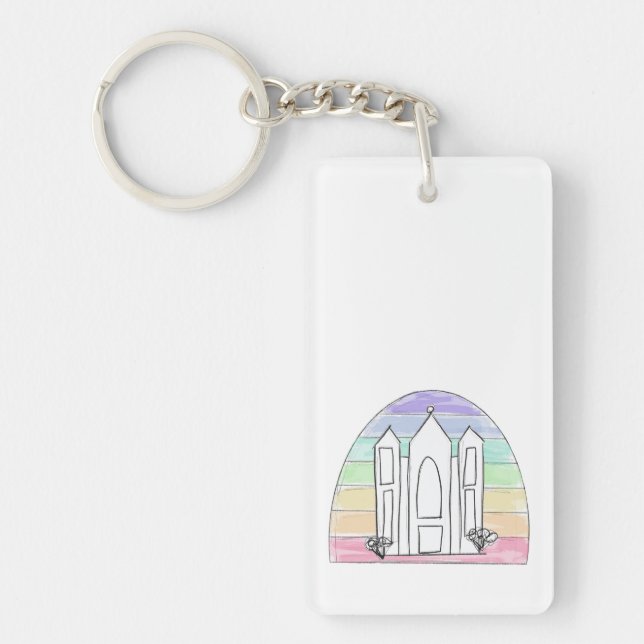 Llavero LDS Salt Lake City Temple rainbow sunset mormon (Frente)