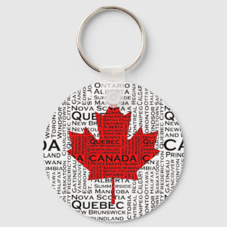 Llavero Leaf canadiense con antecedentes de ciudad y estad