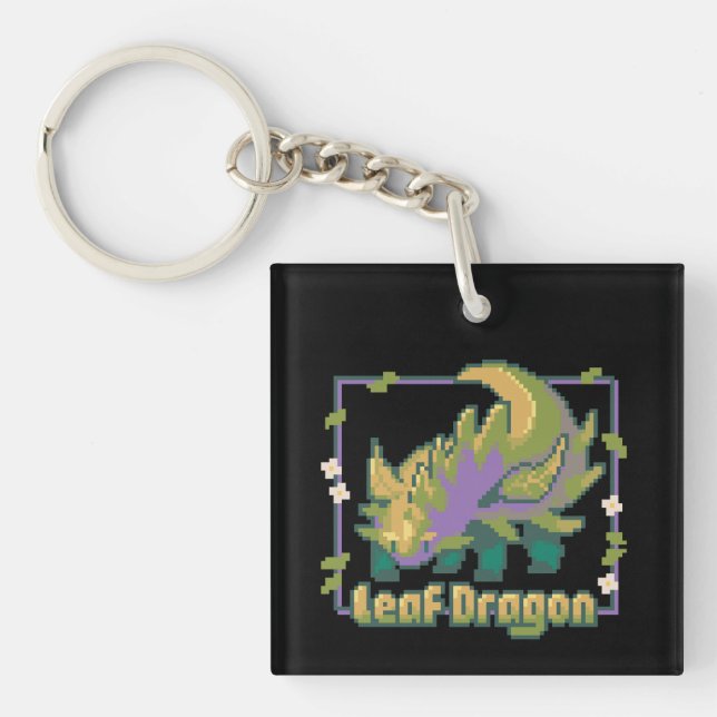 Llavero Leaf Dragon, pixel art (Frente)