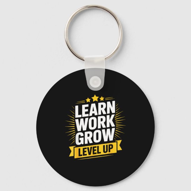 Llavero Learn Work Grow Level Up Motivational Growth Insra (Anverso)