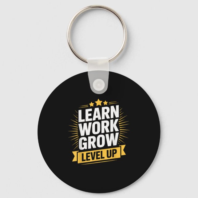 Llavero Learn Work Grow Level Up Motivational Growth Insra (Anverso)