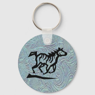 Llavero Leather Tool Print Design Horse Keychain