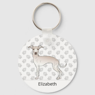 Llavero Lebrel italiano crema perro lindo con nombre perso