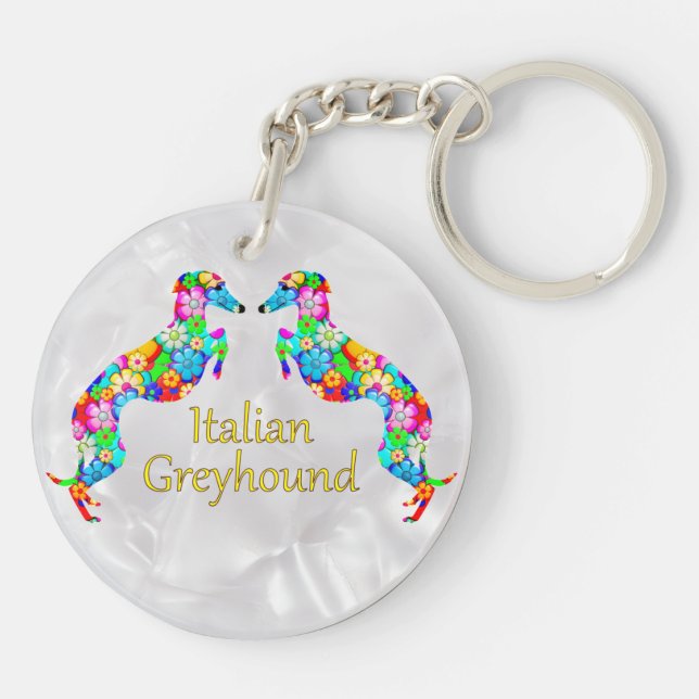Llavero Lebreles italianos florales (Atrás)
