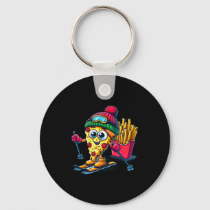 Llavero Lección de esquí pizza patatas fritas esquí amante