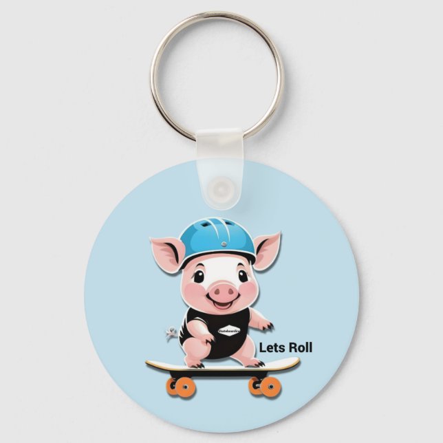 Llavero Lechón personalizado En Skateboard Que Permite Hac (Anverso)