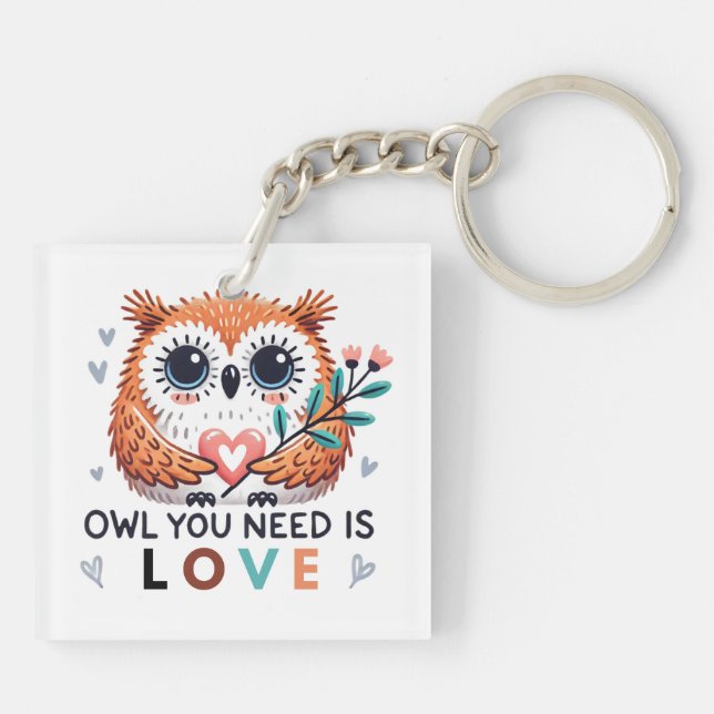 Llavero Lechuza Cuta - Keychain Amor (Atrás)