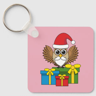 Llavero Lechuza de Santa Claus con regalos