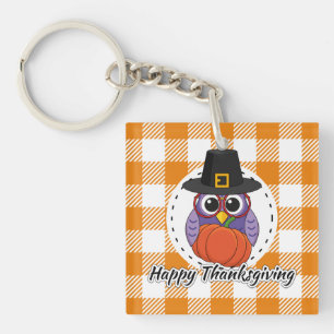 Llavero Lechuza peregrina sobre Naranja sembrada - Feliz D