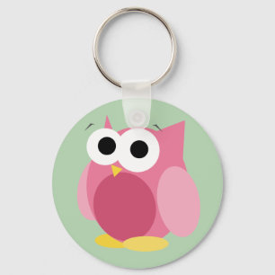 Llavero Lechuza rosa divertida - Cadena Keychain verde