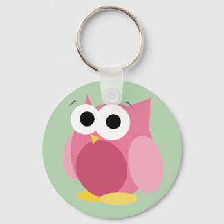 Llavero Lechuza rosa divertida - Cadena Keychain verde
