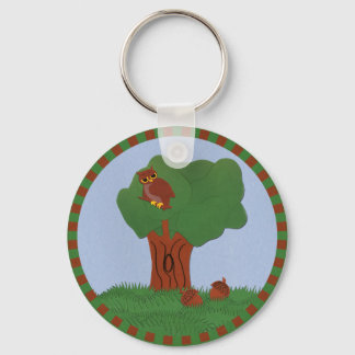 Llavero Lechuza y un roble arte Personalizado caprichoso