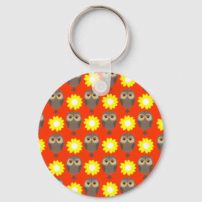 Llavero Lechuzas y Daisies (Anverso)