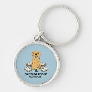 Llavero Lector Golden Retriever Accesorio Azul Plateado